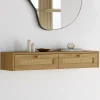 Etagère murale console d'entrée 2 tiroirs effet naturel cannage*IDMarket New