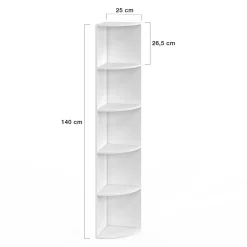 Etagère murale d'angle 5 niveaux blanche à poser ou à fixer*IDMarket Online