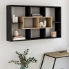Etagère murale noire et effet bois*IDMarket Clearance