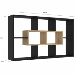 Etagère murale noire et effet bois*IDMarket Clearance