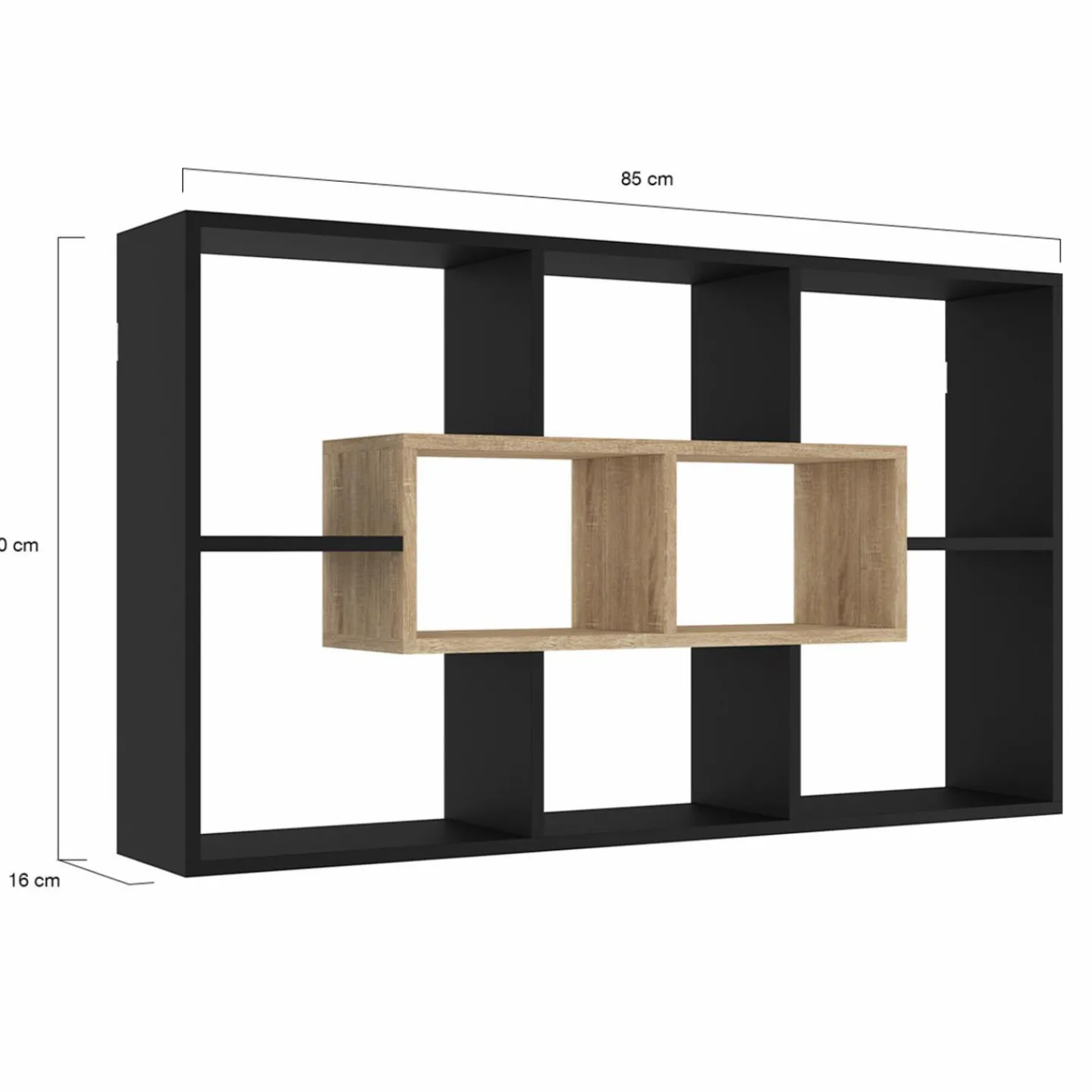 Etagère murale noire et effet bois*IDMarket Clearance