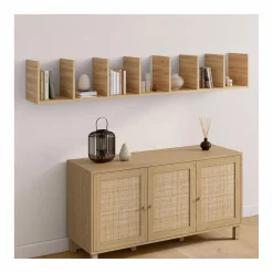 Etagère murale suspendue façon hêtre 190 cm*IDMarket