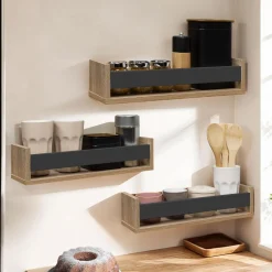 Etagères à épices hêtre et noir*IDMarket Discount