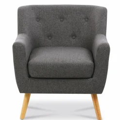 Fauteuil avec repose pieds en tissu gris anthracite style scandinave*IDMarket Sale