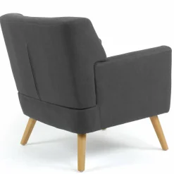 Fauteuil avec repose pieds en tissu gris anthracite style scandinave*IDMarket Sale