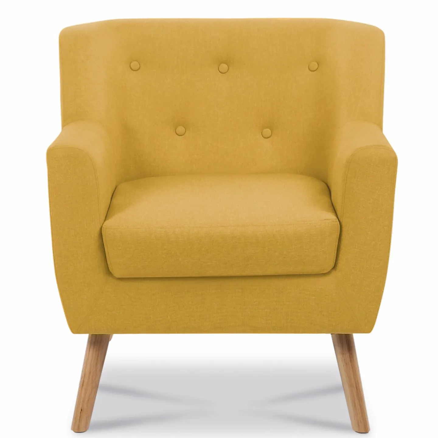 Fauteuil avec repose pieds en tissu jaune style scandinave*IDMarket Clearance