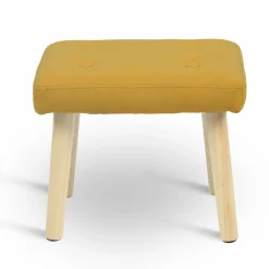 Fauteuil avec repose pieds en tissu jaune style scandinave*IDMarket Clearance