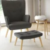 Fauteuil avec repose-pieds gris anthracite style scandinave*IDMarket Best