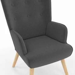 Fauteuil avec repose-pieds gris anthracite style scandinave*IDMarket Best