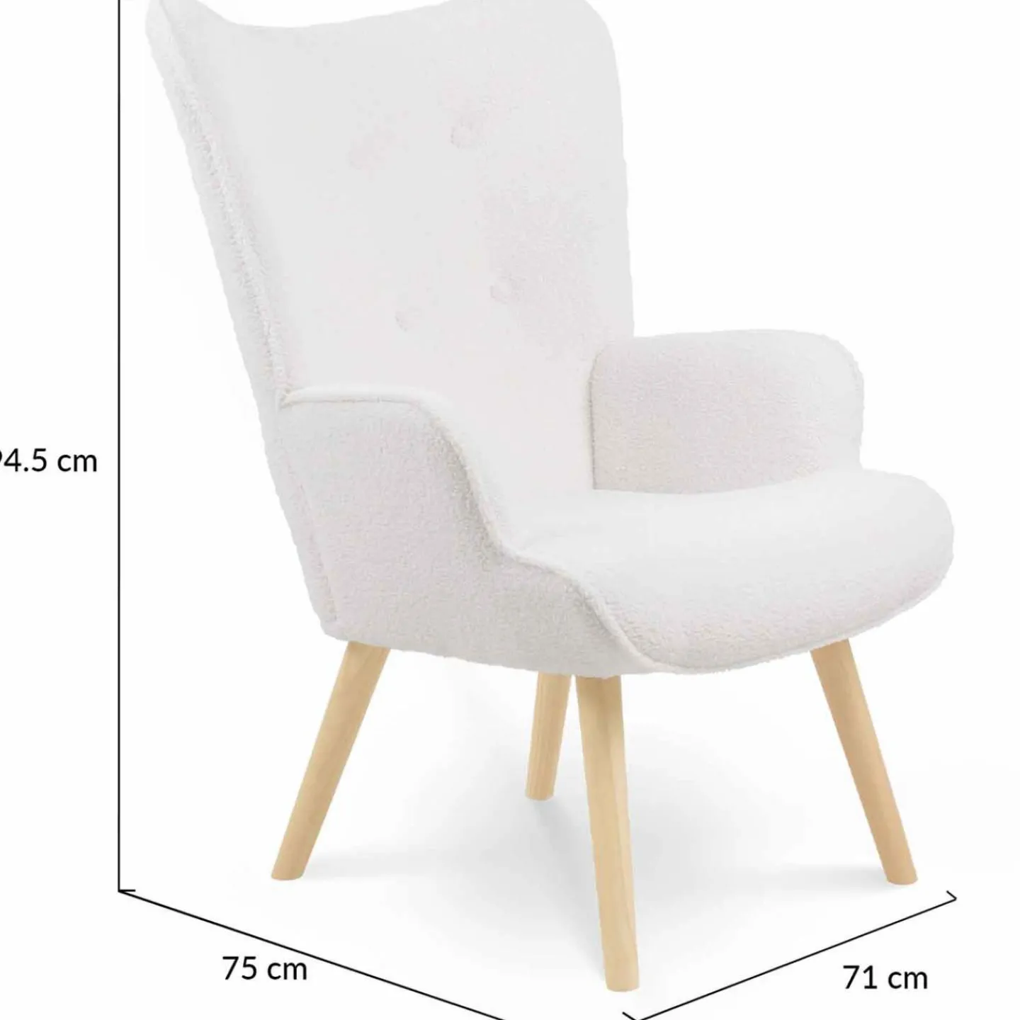 Fauteuil bouclette blanche style scandinave*IDMarket Best