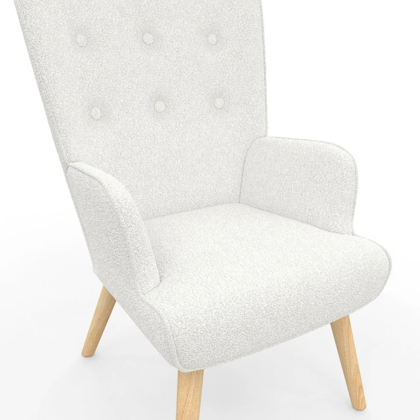 Fauteuil bouclette blanche style scandinave*IDMarket Best