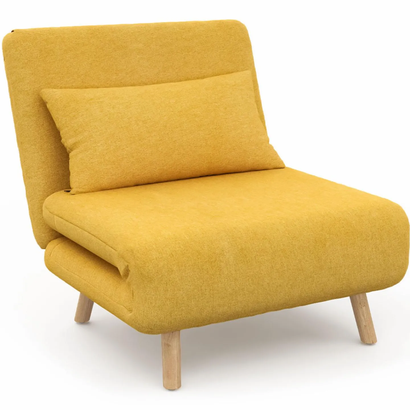 Fauteuil convertible en lit 80x190cm tissu jaune*IDMarket Best