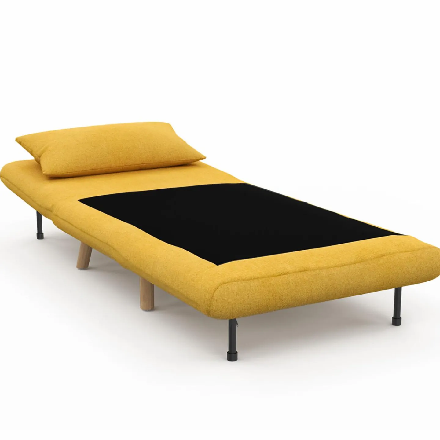 Fauteuil convertible en lit 80x190cm tissu jaune*IDMarket Best