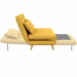 Fauteuil convertible en lit 80x190cm tissu jaune*IDMarket Best