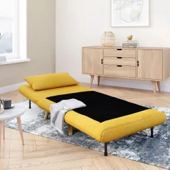 Fauteuil convertible en lit 80x190cm tissu jaune*IDMarket Best