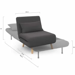 Fauteuil convertible en lit 1 place gris anthracite*IDMarket Outlet