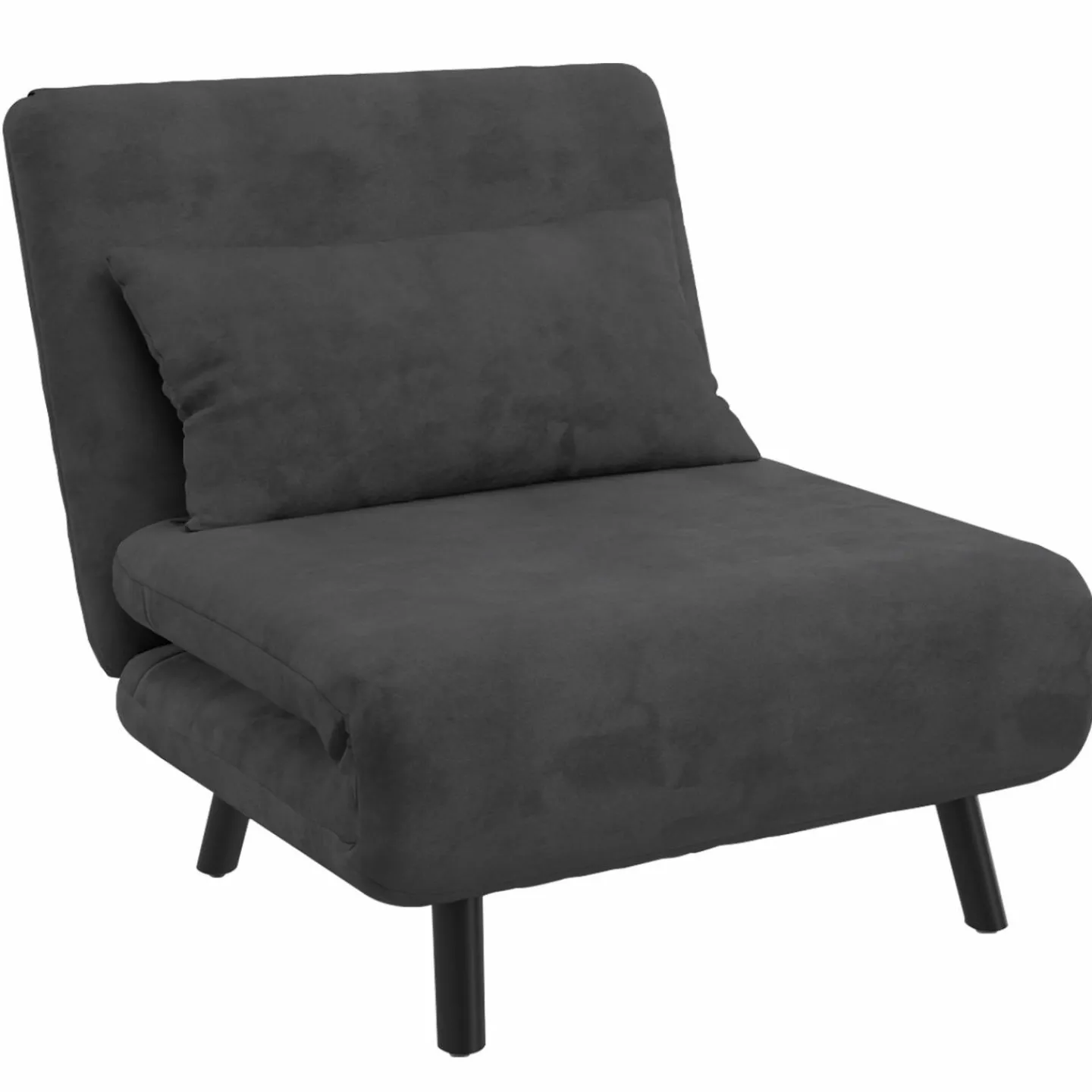 Fauteuil convertible en lit 1 place velours gris anthracite*IDMarket Discount