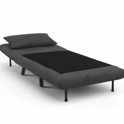 Fauteuil convertible en lit 1 place velours gris anthracite*IDMarket Discount