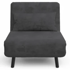 Fauteuil convertible en lit 1 place velours gris anthracite*IDMarket Discount