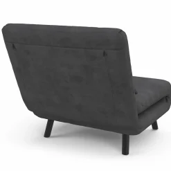 Fauteuil convertible en lit 1 place velours gris anthracite*IDMarket Discount