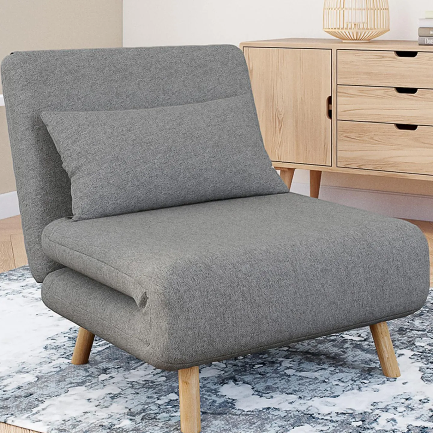 Fauteuil convertible en lit 1 place gris clair*IDMarket Best