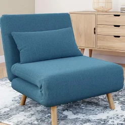 Fauteuil convertible en lit 1 place bleu canard*IDMarket New