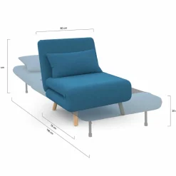 Fauteuil convertible en lit 1 place bleu canard*IDMarket New