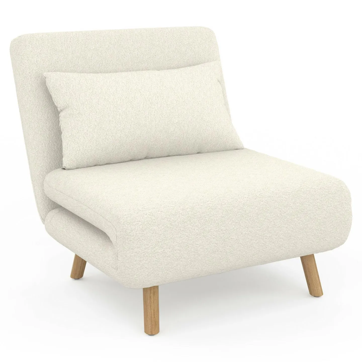 Fauteuil convertible en lit d'appoint 1 place 80x190 cm bouclette blanc*IDMarket Sale