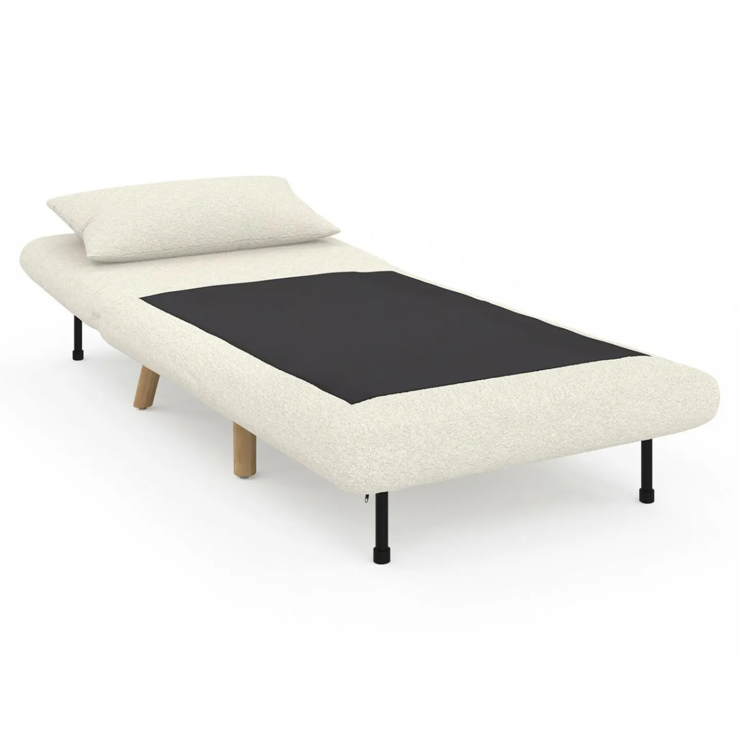 Fauteuil convertible en lit d'appoint 1 place 80x190 cm bouclette blanc*IDMarket Sale