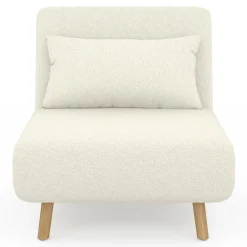 Fauteuil convertible en lit d'appoint 1 place 80x190 cm bouclette blanc*IDMarket Sale
