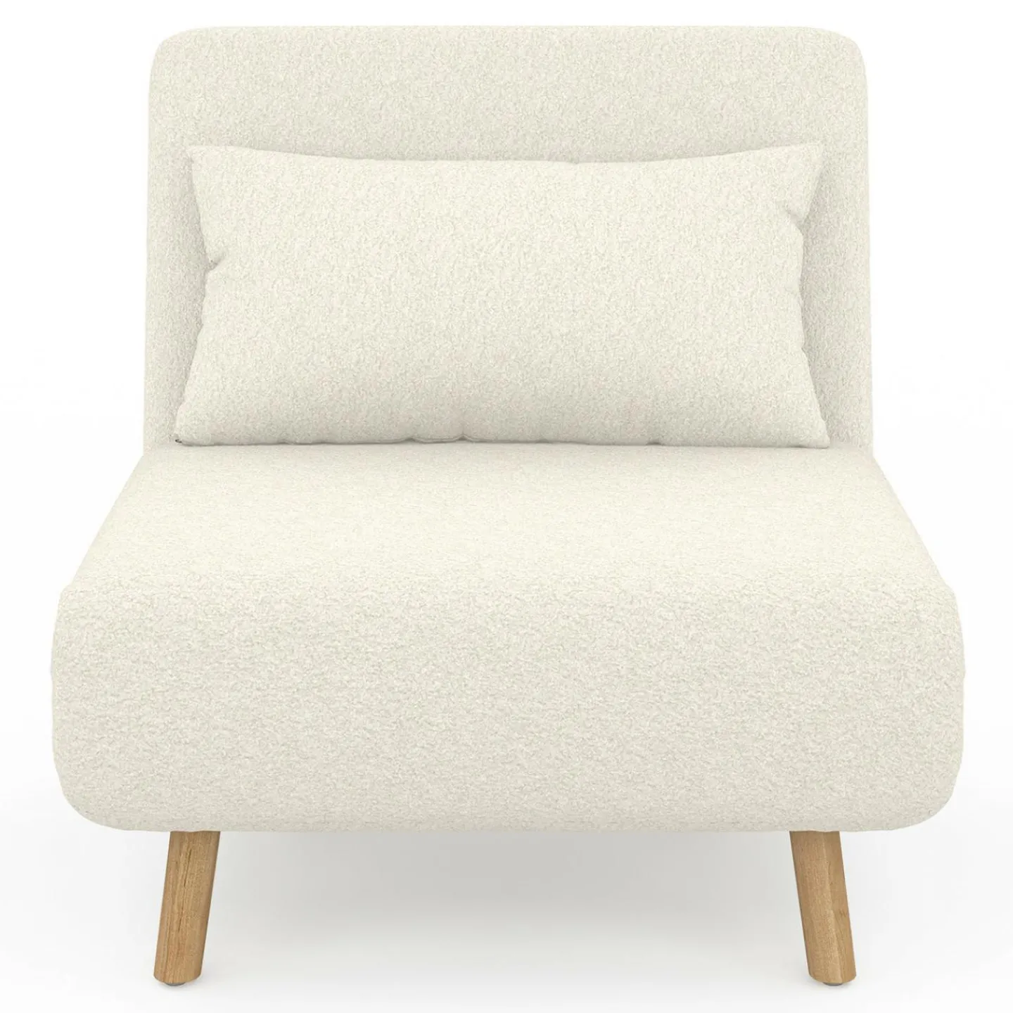 Fauteuil convertible en lit d'appoint 1 place 80x190 cm bouclette blanc*IDMarket Sale