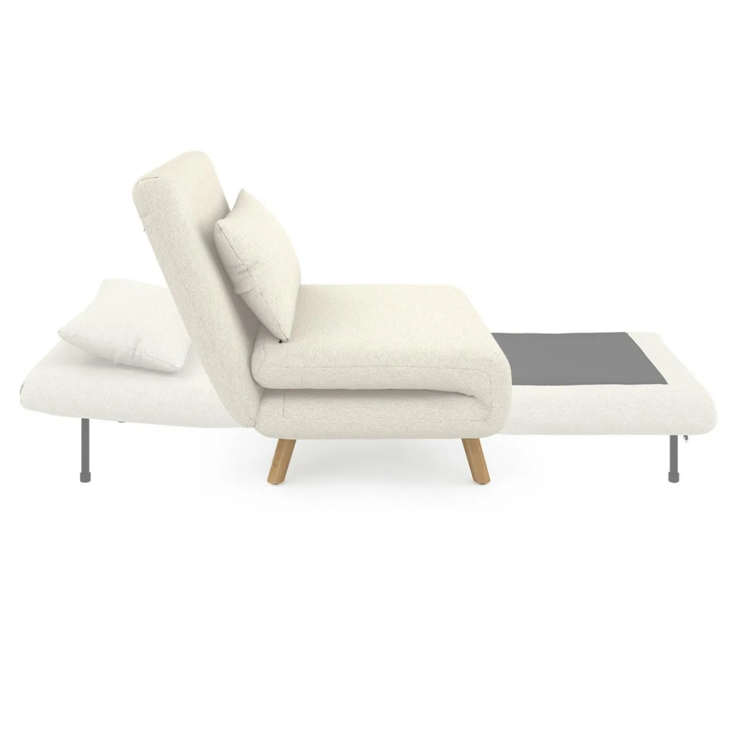 Fauteuil convertible en lit d'appoint 1 place 80x190 cm bouclette blanc*IDMarket Sale