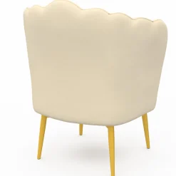 Fauteuil coquillage beige en velours pieds dorés*IDMarket Best