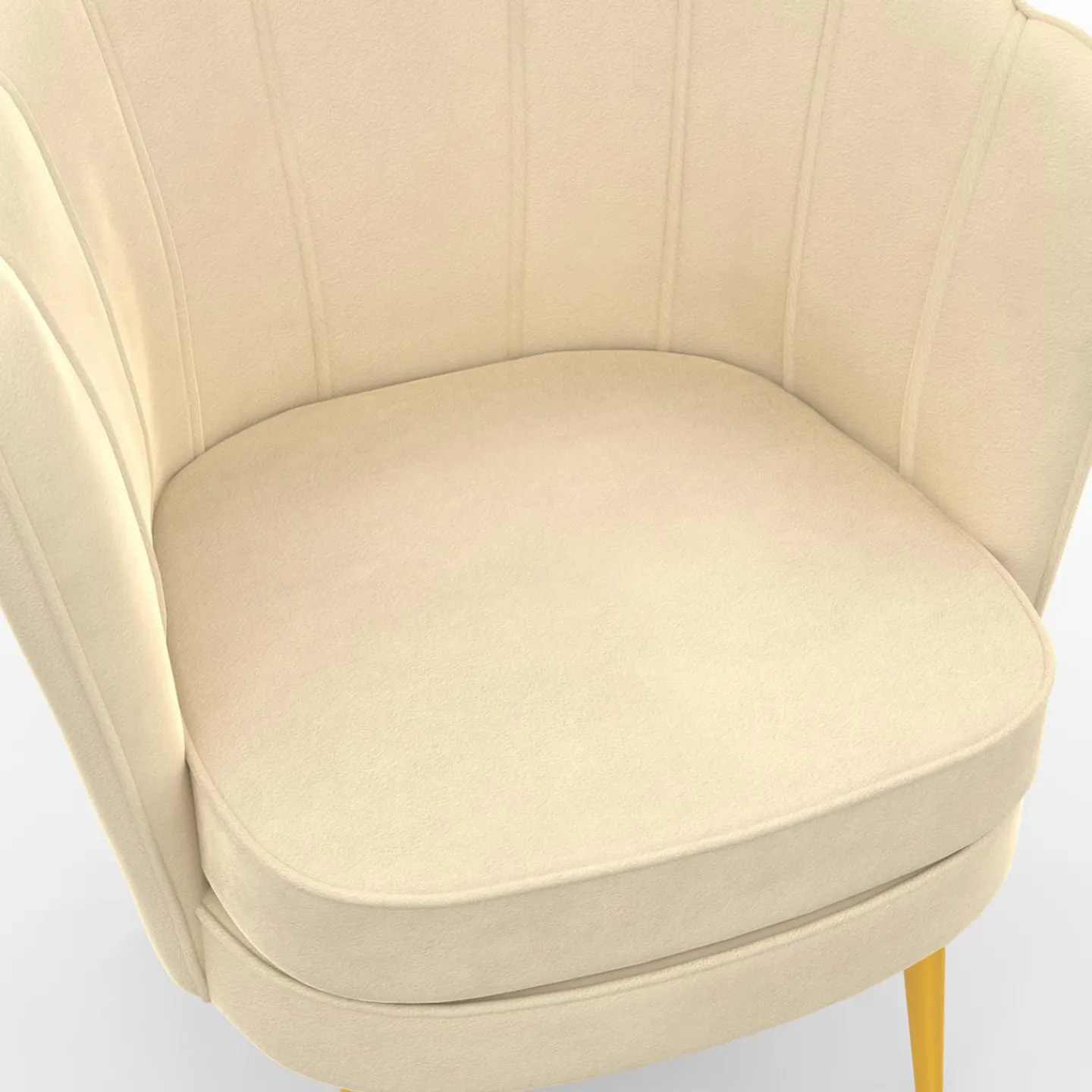 Fauteuil coquillage beige en velours pieds dorés*IDMarket Best