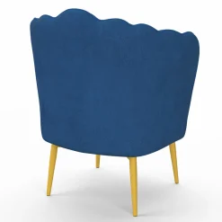 Fauteuil coquillage en velours bleu nuit avec pieds dorés*IDMarket New