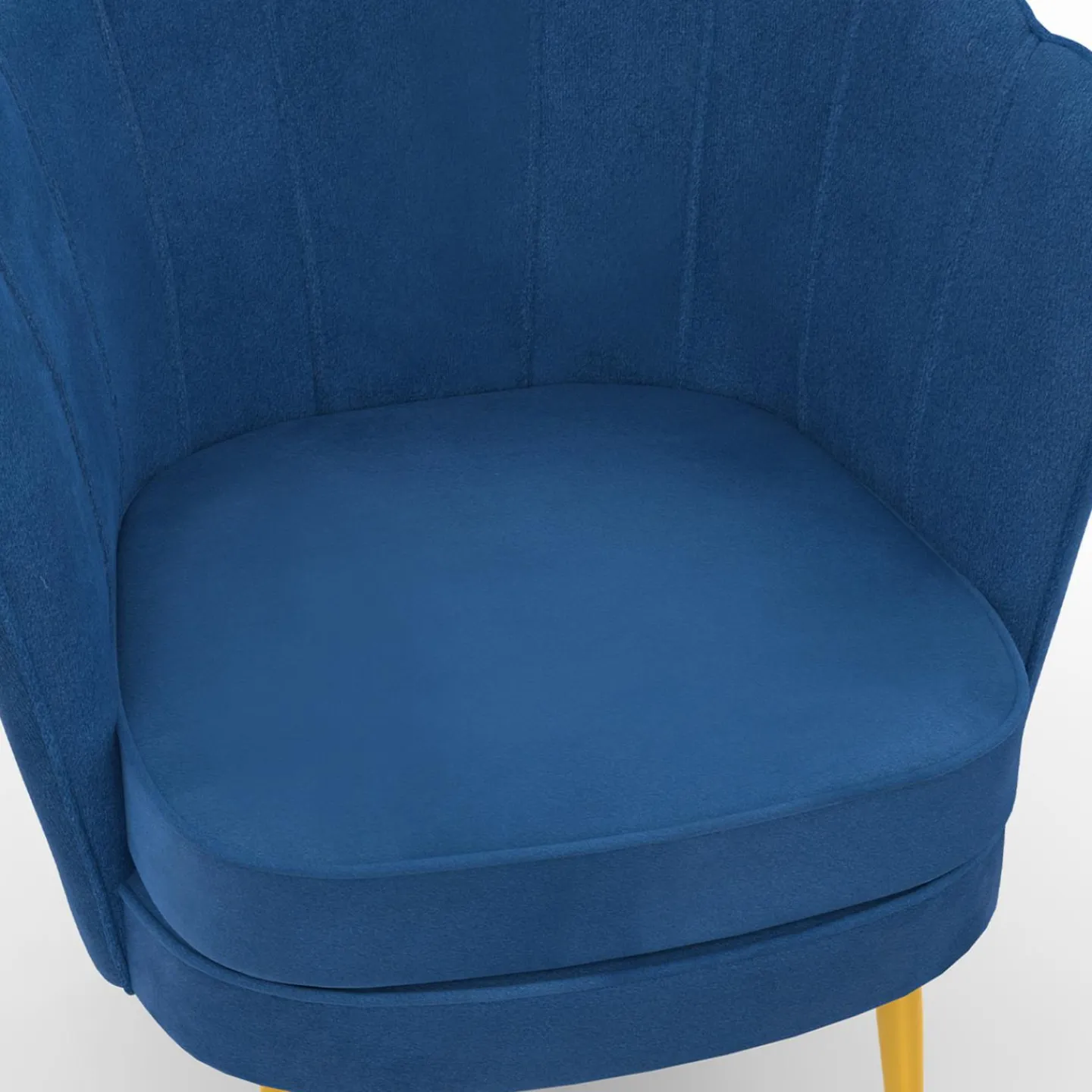 Fauteuil coquillage en velours bleu nuit avec pieds dorés*IDMarket New