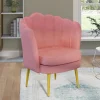 Fauteuil coquillage rose en velours pieds dorés*IDMarket Online