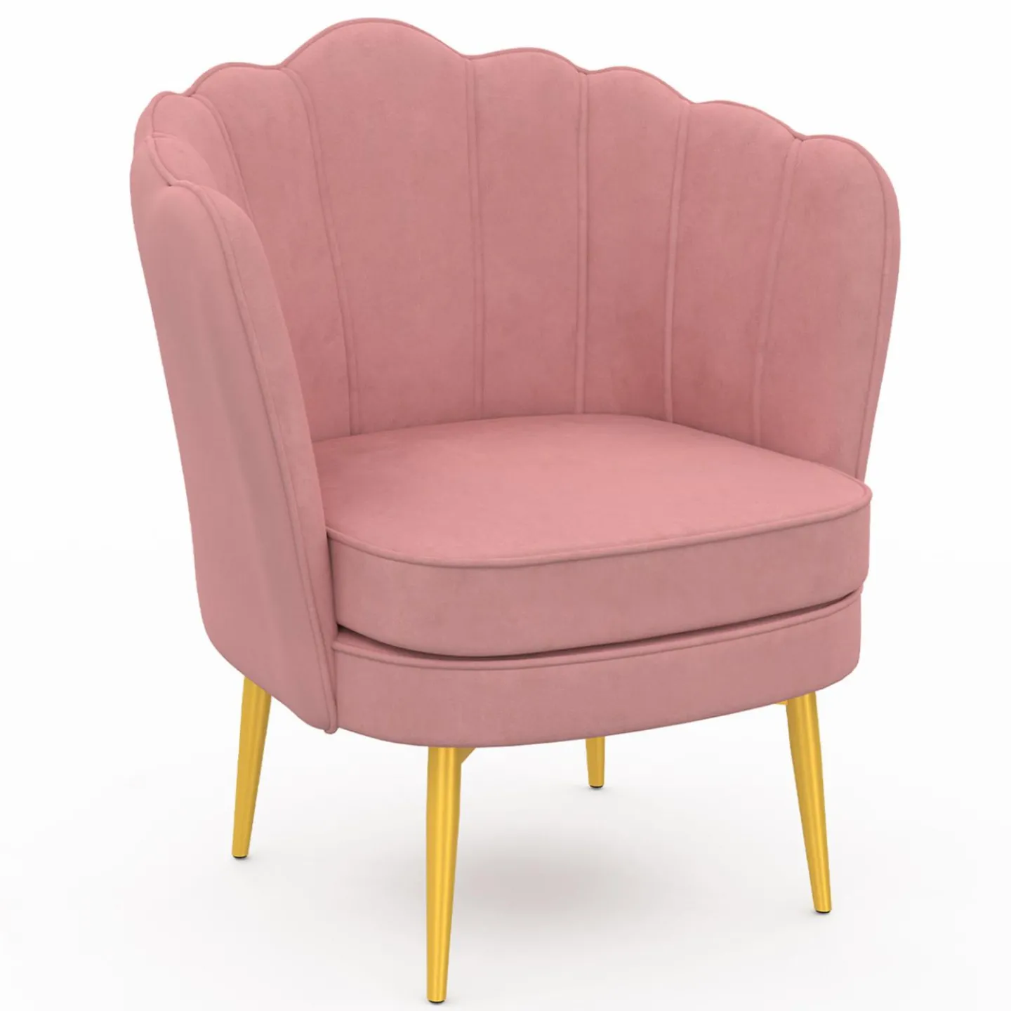 Fauteuil coquillage rose en velours pieds dorés*IDMarket Online