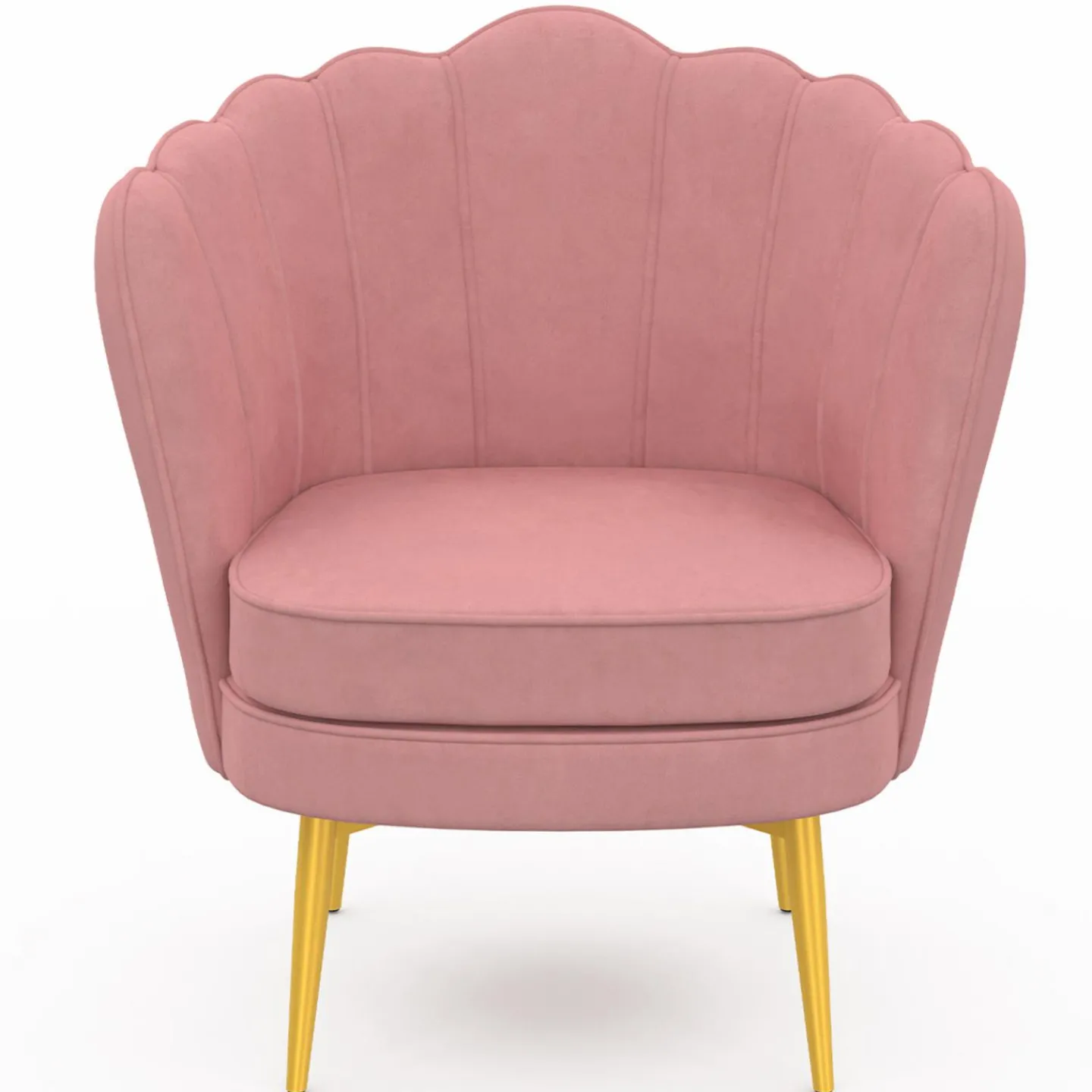 Fauteuil coquillage rose en velours pieds dorés*IDMarket Online