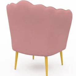 Fauteuil coquillage rose en velours pieds dorés*IDMarket Online