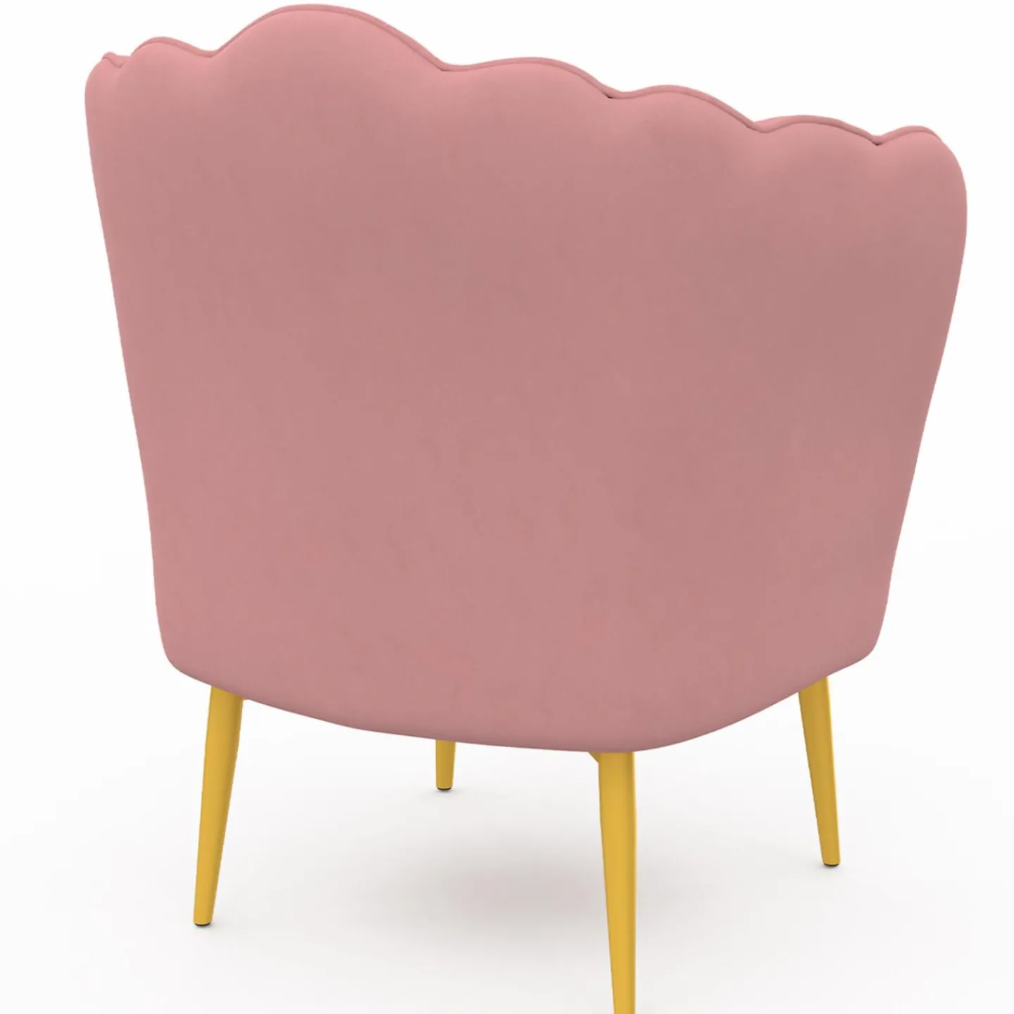 Fauteuil coquillage rose en velours pieds dorés*IDMarket Online