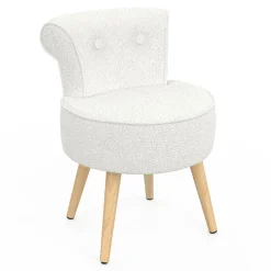 Fauteuil crapaud en tissu bouclette blanc*IDMarket Sale