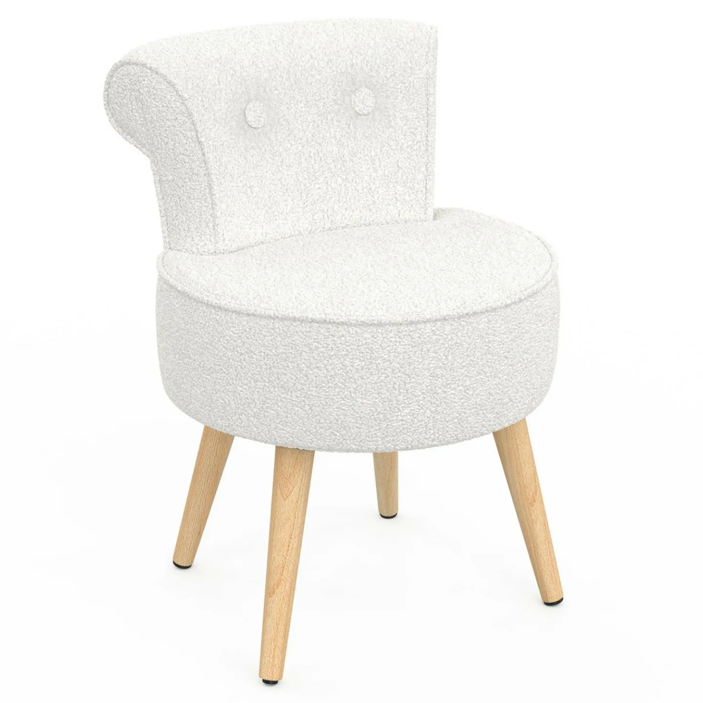 Fauteuil crapaud en tissu bouclette blanc*IDMarket Sale