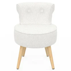 Fauteuil crapaud en tissu bouclette blanc*IDMarket Sale