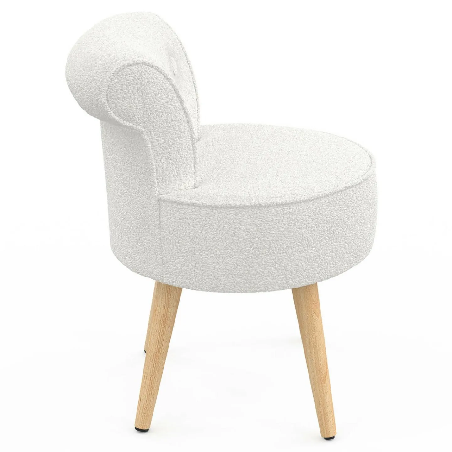 Fauteuil crapaud en tissu bouclette blanc*IDMarket Sale