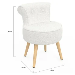 Fauteuil crapaud en tissu bouclette blanc*IDMarket Sale
