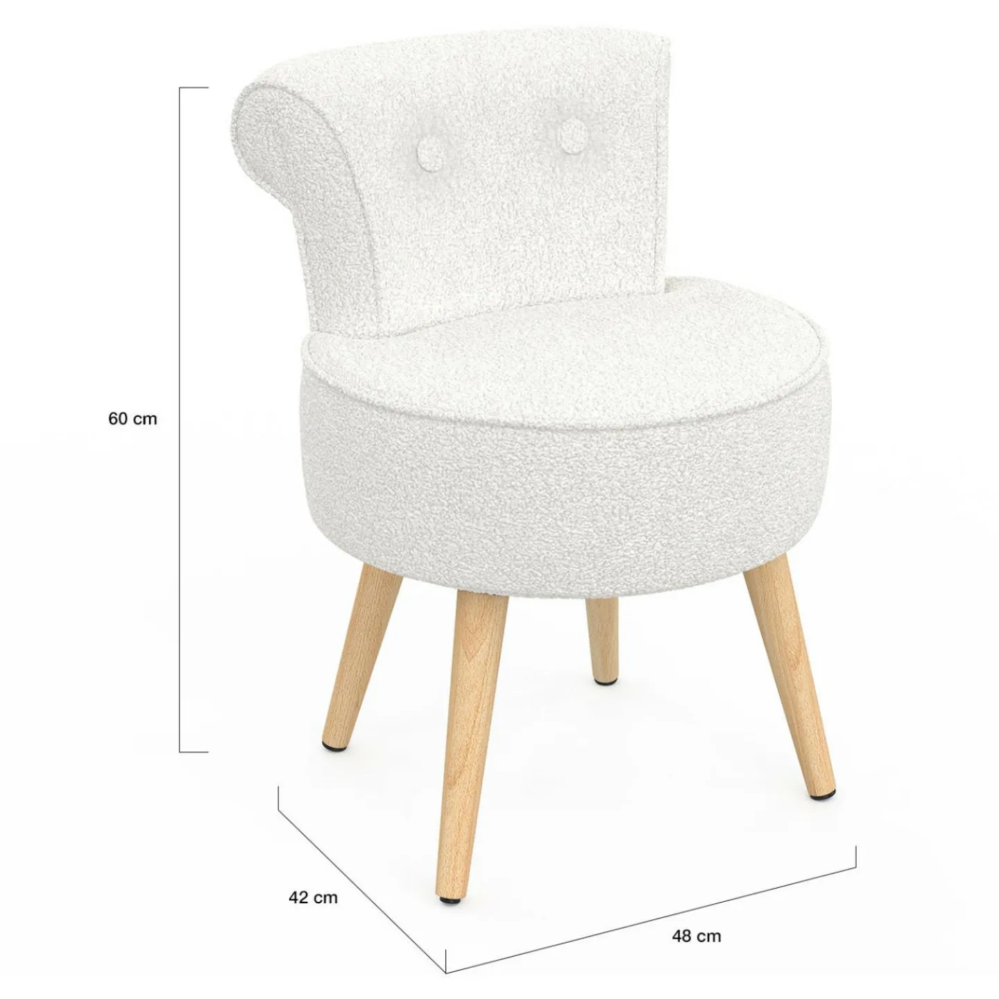Fauteuil crapaud en tissu bouclette blanc*IDMarket Sale