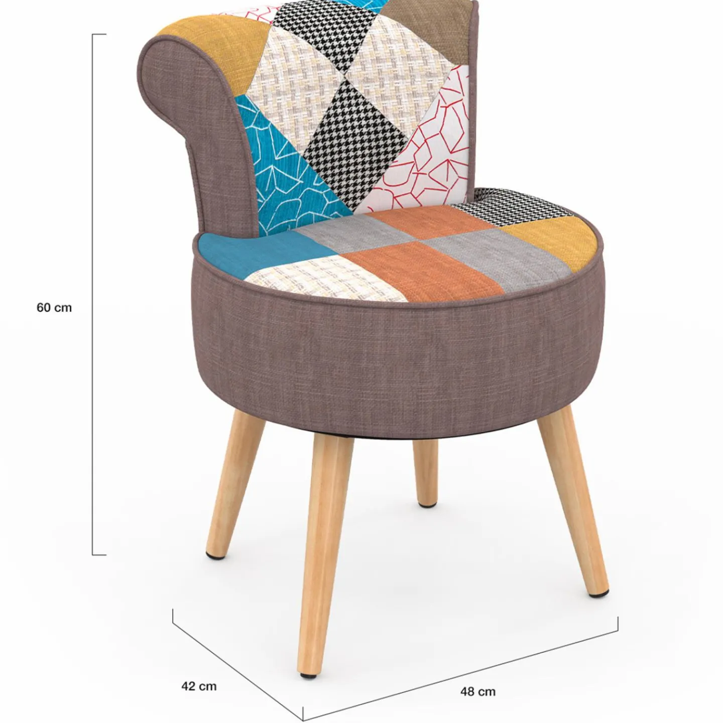 Fauteuil crapaud multicolor en tissu*IDMarket Sale