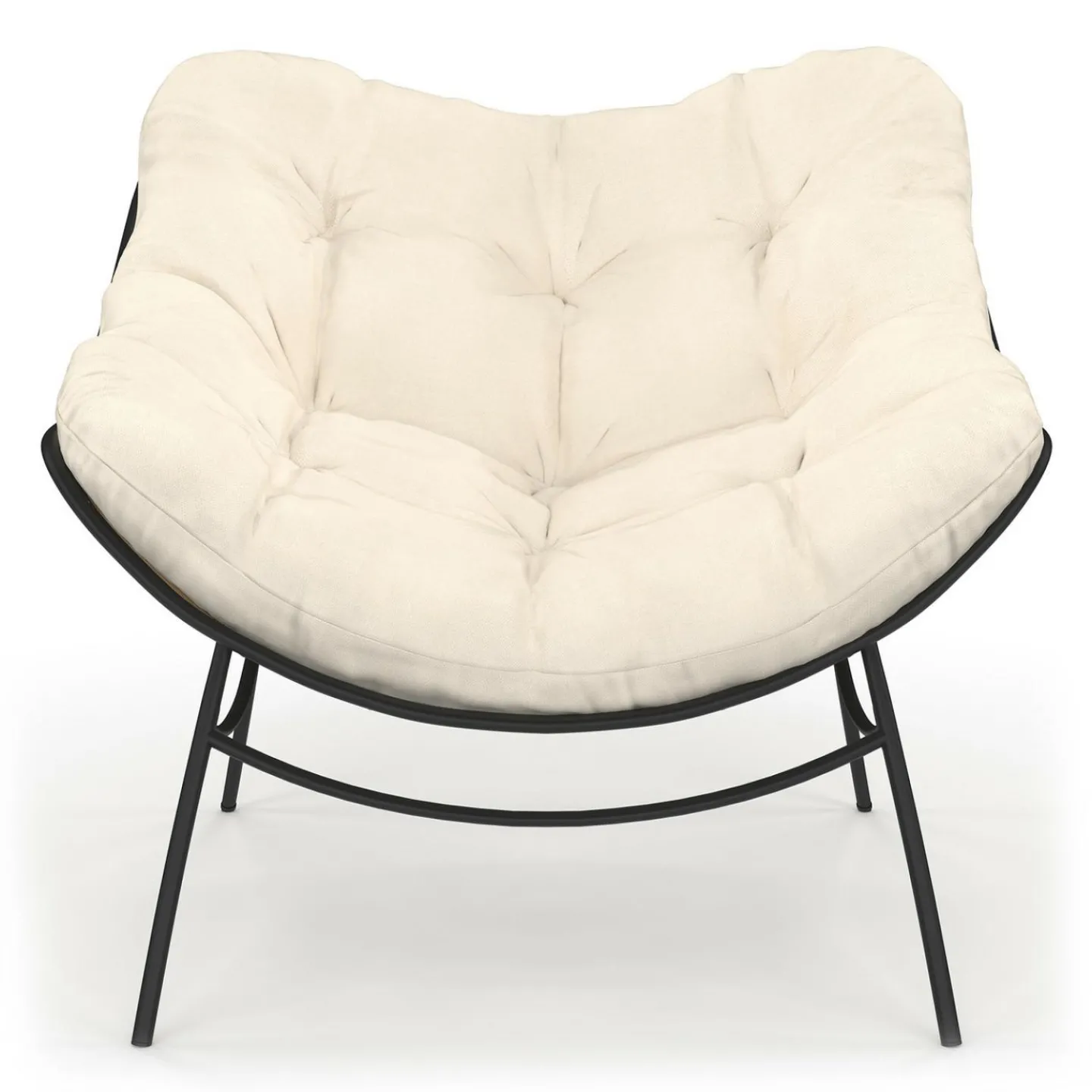 Fauteuil de jardin relax avec coussin écru effet rotin*IDMarket Best