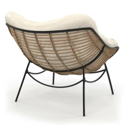 Fauteuil de jardin relax avec coussin écru effet rotin*IDMarket Best